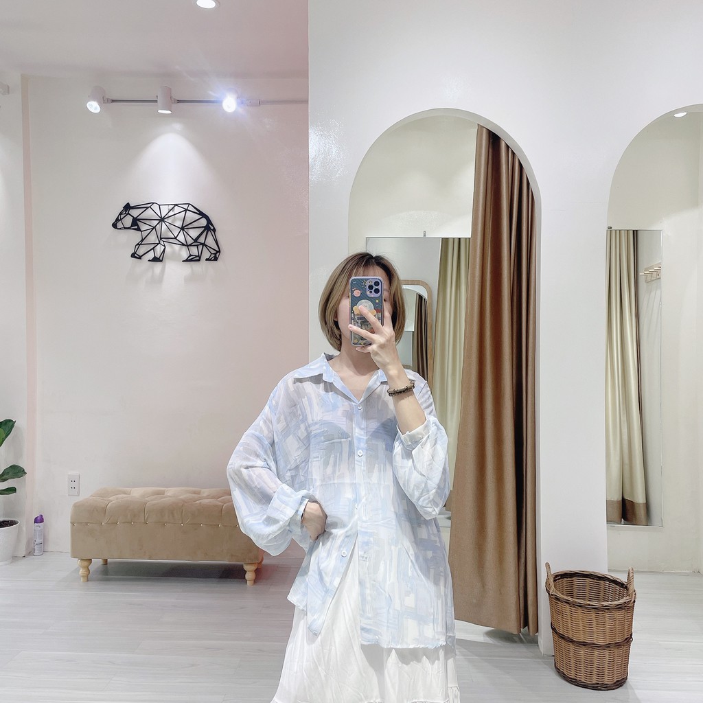 Sơ mi vệt sơn xanh nhạt | 11 HIN