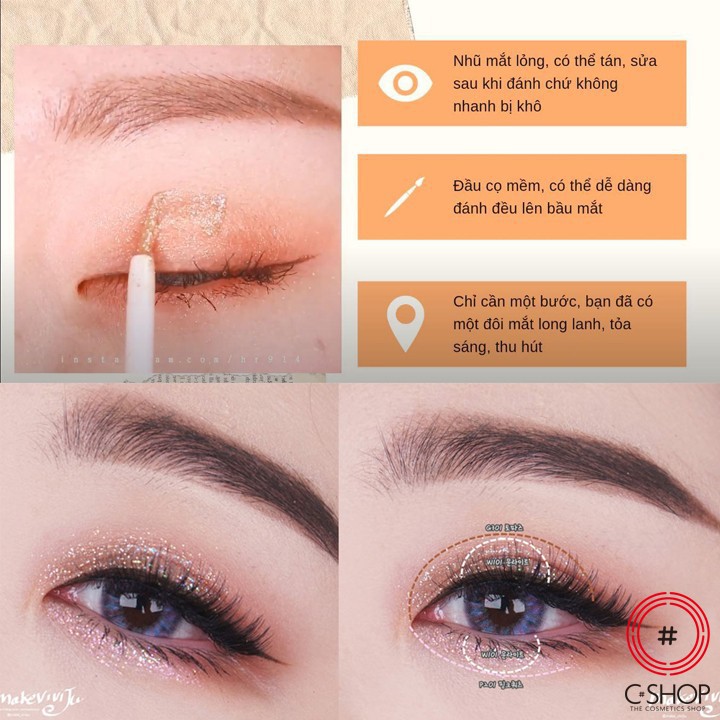 Phấn Mắt Nhũ HOPE GIRL 3D EDGE EYE GLITTER_Mỹ phẩm Hàn Quốc chính hãng