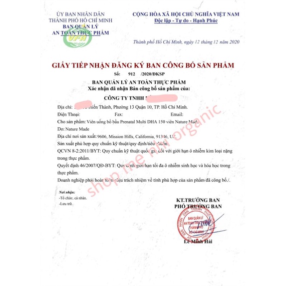 Vitamin tổng hợp cho mẹ bầu Nature Made Prenatal Multi + DHA 150 viên.