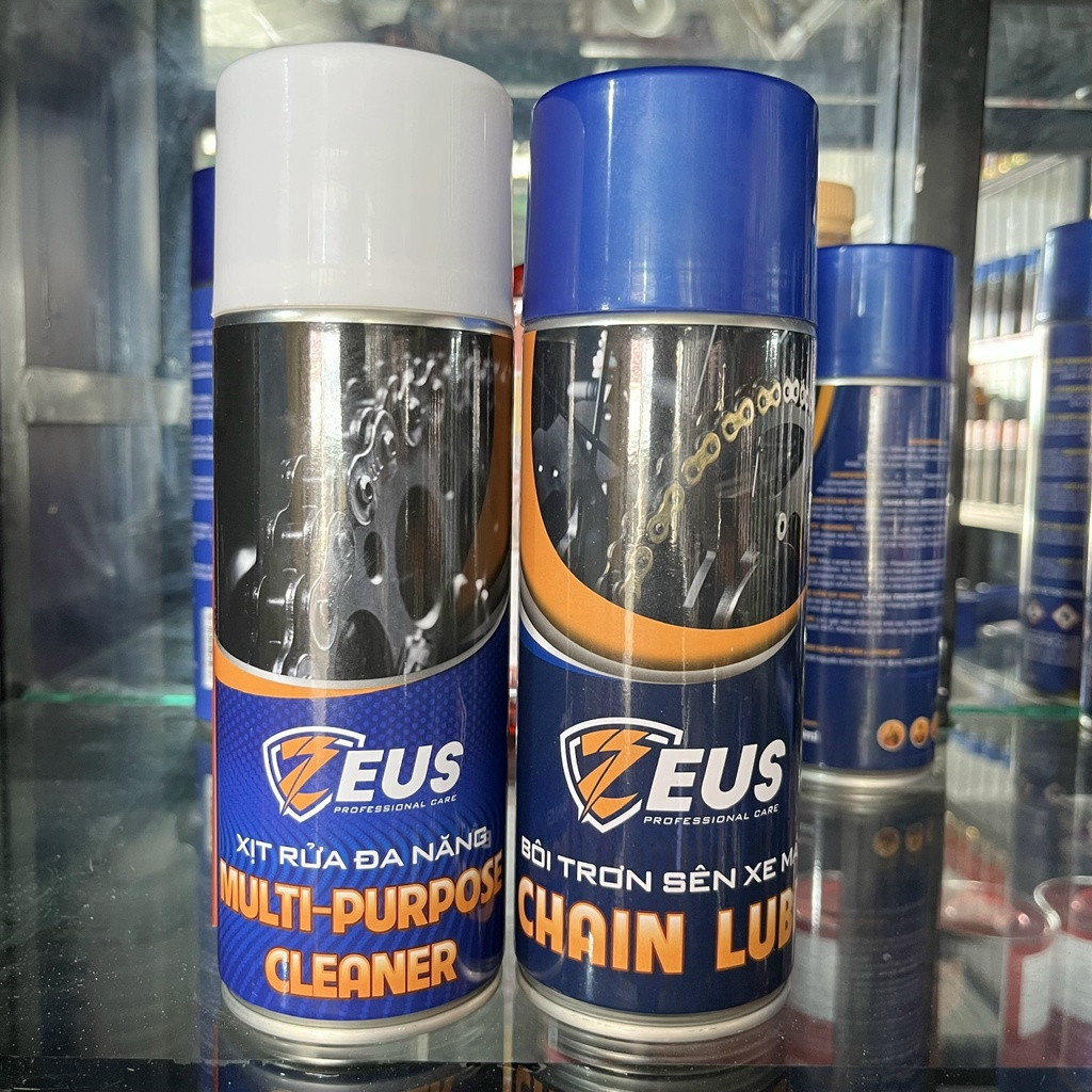 Combo Chai Xịt Rửa Và Bảo Dưỡng Sên Xe Máy Đa Năng ZEUS MULTI - PURPOSE CLEANER 400ml