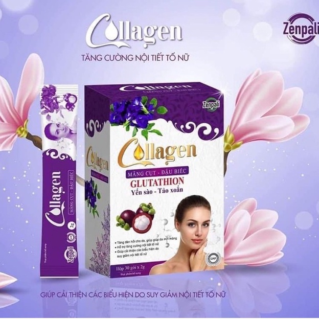 (CHUYÊN SỈ) Collagen Măng Cụt Đậu Biếc Chính Hãng ( Zenpali - Hộp 30 gói )