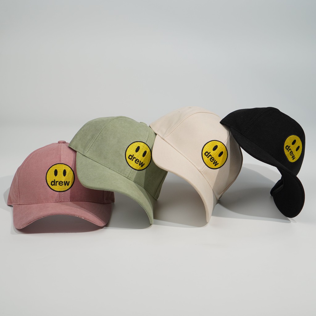 Nón lưỡi trai ❤️ Nón kết thêu hình mặt DREW chất nỉ cao cấp form unisex nam nữ N29