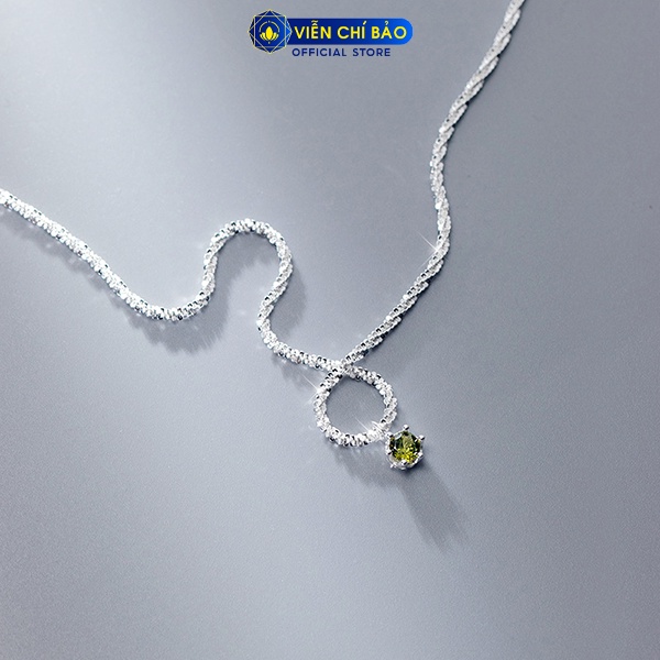 Dây chuyền bạc nữ mặt đá xanh chất liệu bạc 925 thời trang phụ kiện trang sức nữ thương hiệu Viễn Chí Bảo D400503
