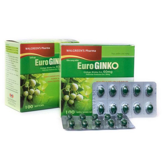 Bổ não EURO GINKO giúpt ăng tuần hoàn não, iảm nguy cơ di chứng sau tai biến mạch máu não ( Hộp 100 viên) | BigBuy360 - bigbuy360.vn