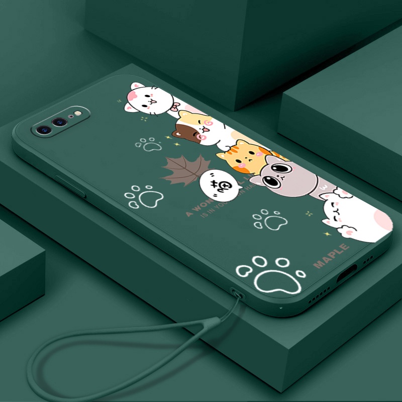 Ốp lưng iphone 7 plus iphone 8 plus iphone se 2 2020 ipnone se3 2022 Ốp Điện Thoại Silicon Mềm In Hình Mèo Cho iphone 7 plus iphone 8 plus iphone se 2 2020 ipnone se3 2022 DZMM01 viền vuông cute