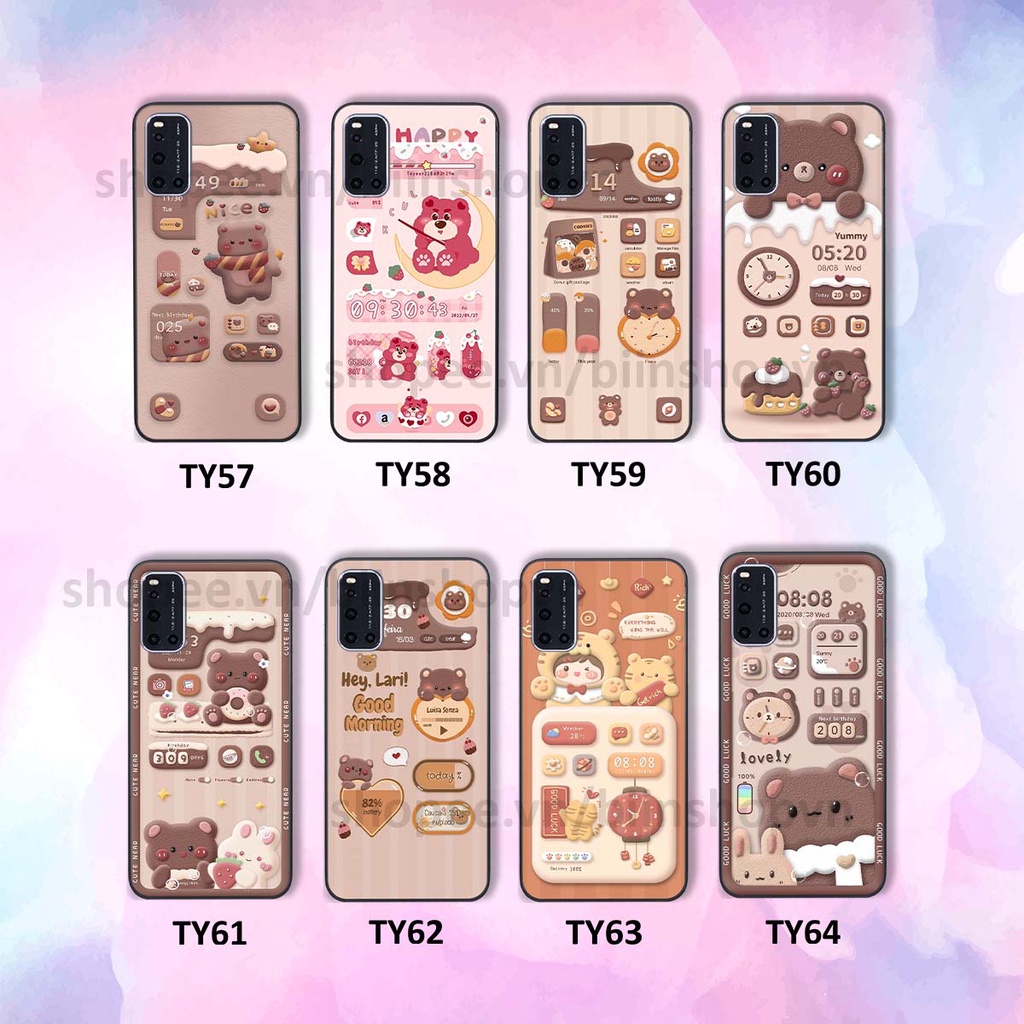 Ốp Vivo V19 in 3D icon gấu nổi siêu xinh, siêu đáng yêu, cá tính phong cách