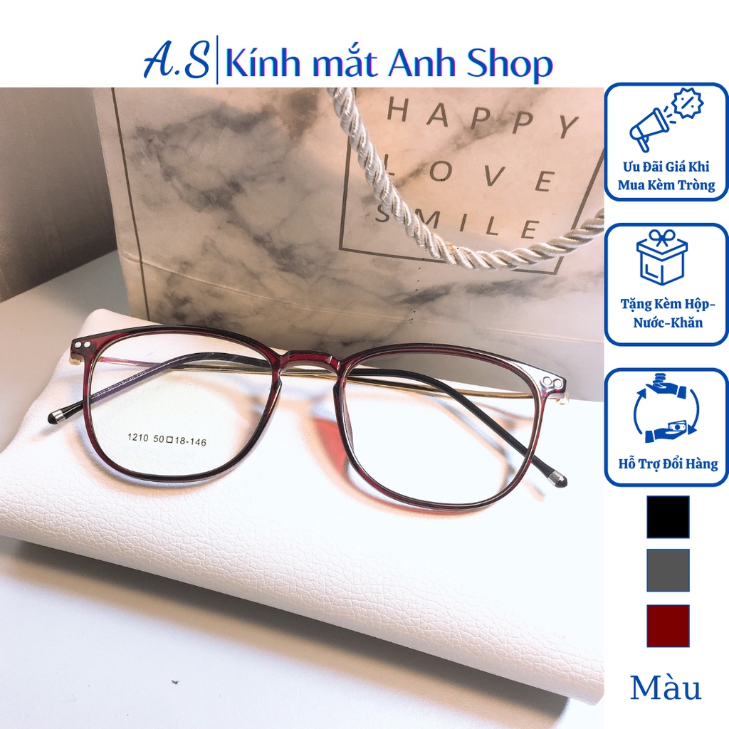 Kính tròn nam nữ chất liệu kim loại kết hợp nhựa dẻo dẻo dai bền 1210