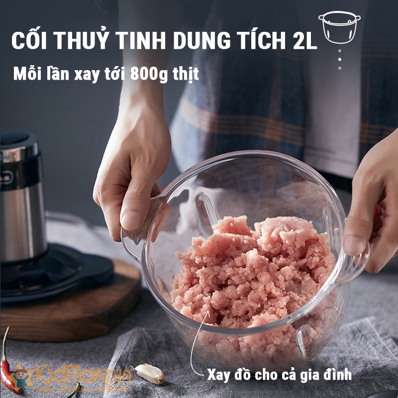 Máy Xay Thịt Đa Năng Bear QSJ-C03M1 Cối 2L,4 Lưỡi Dao Thép Không Gỉ,Say Sinh Tố Thịt, Cá, Rau Củ Hoa Quả