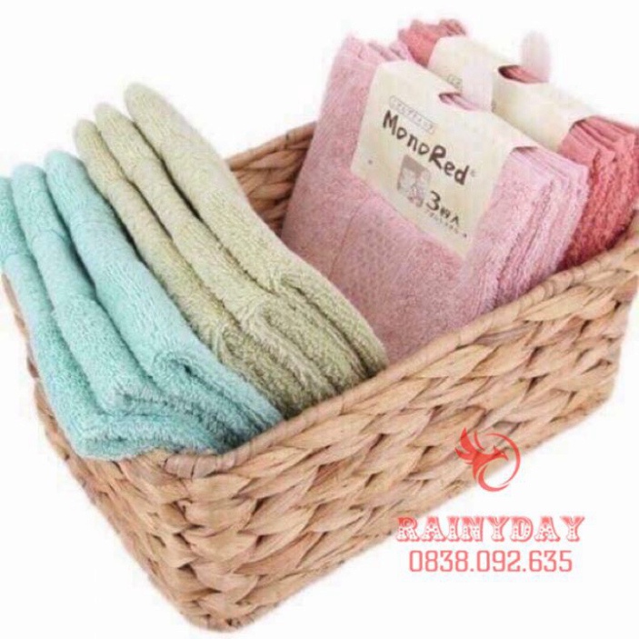 Set 3 khăn mặt monored nhật cotton siêu mềm mịn cho em bé trẻ con lau rửa cho vuông cao cấp  DMT Shop