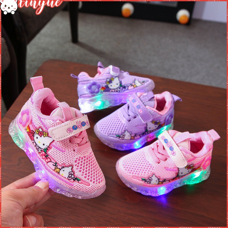 Giày Thể Thao Hello Kitty Có Đèn Led Cho Bé Size 21-30