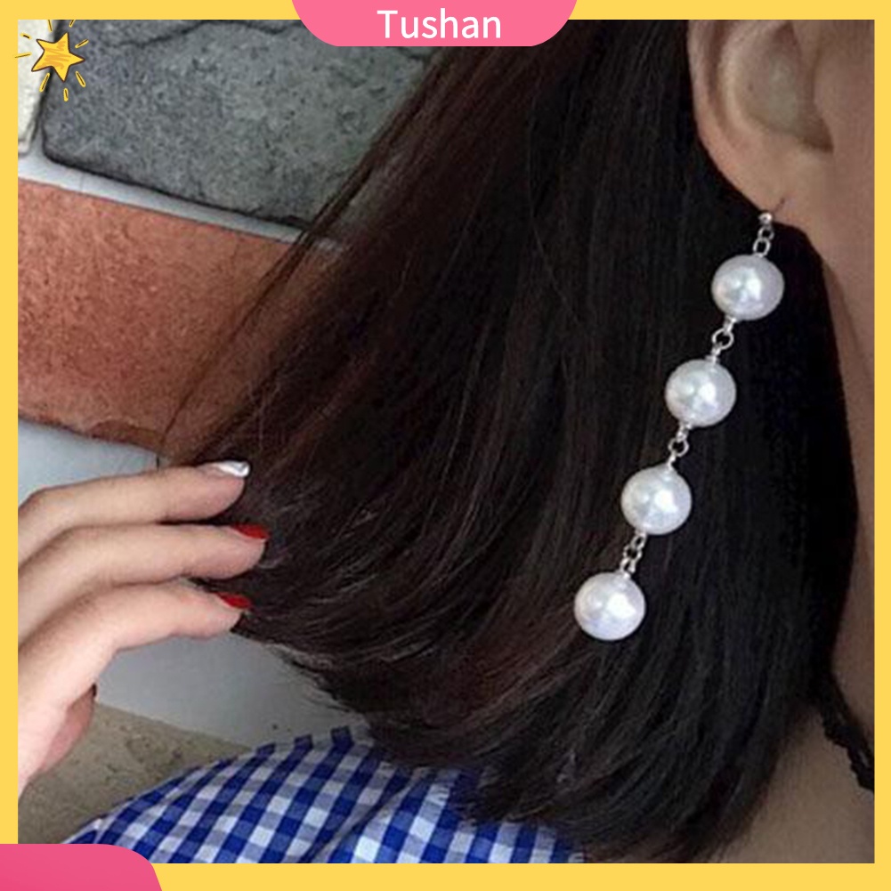 Khuyên Tai Dáng Dài Đính Ngọc Trai Nhân Tạo Thanh Lịch Cho Nữ