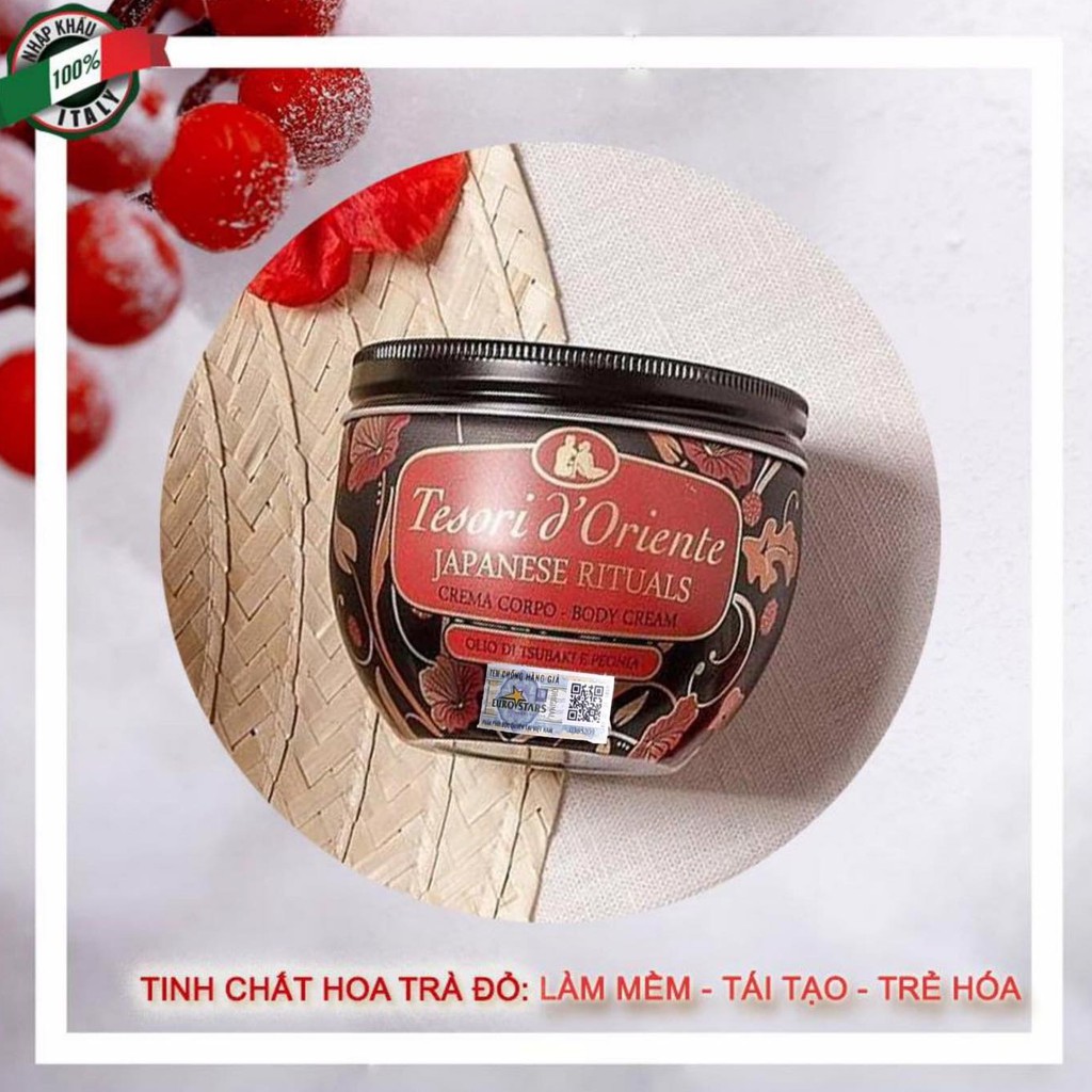 (HÀNG CHÍNH HÃNG) Kem dưỡng thể nước hoa Tesori D'Oriente Hoa Trà Nhật Bản 300ml - MADE IN ITALY