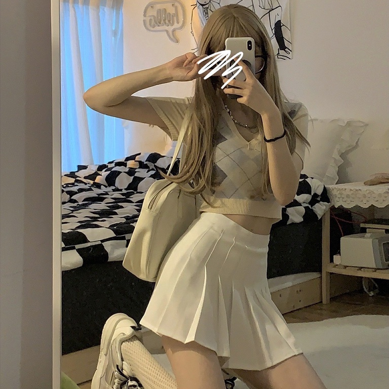 Áo Dệt Kim Ngắn Tay Lưng Cao Thời Trang Quyến Rũ