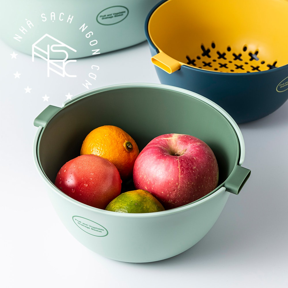 Rổ nhựa hai lớp đựng trái cây rau củ SY1727 (Màu ngẫu nhiên)