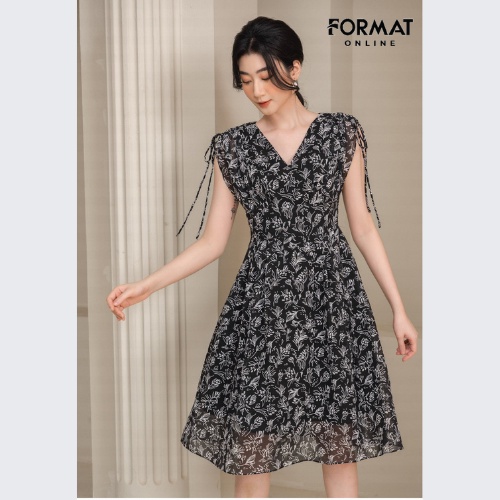 Đầm nữ FORMAT 2 lớp vai chờm nữ tính , duyên dáng B991-868I