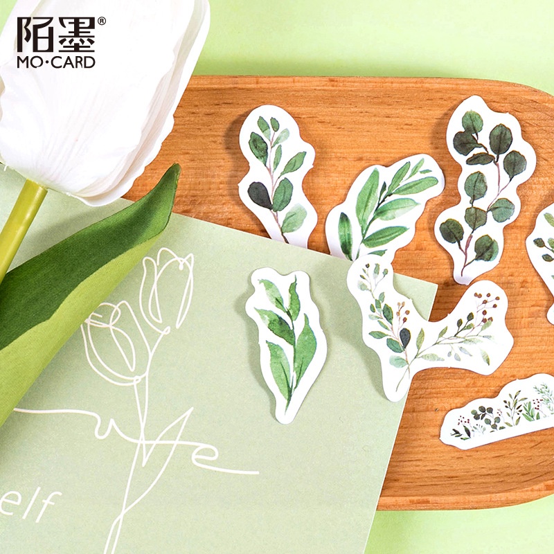 Enjoymore 🌿 Hộp 46 Miếng Dán Cây Cối Hoa Lá Xinh Xắn Trang Trí Sổ Scrapbook Bullet Journal Hình Dán Sticker Nhãn