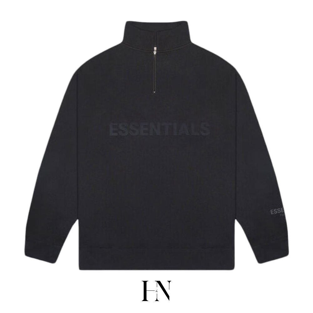 ÁO ESSENTIALS HALF ZIP BLACK