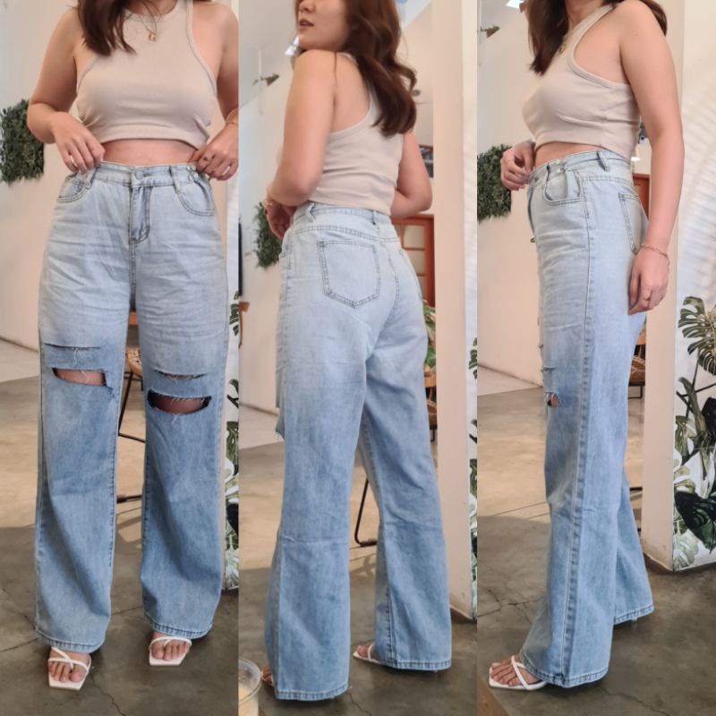 Quần Jeans Cạp Cao Ống Tua Rua Thời Trang Hàn Quốc J61