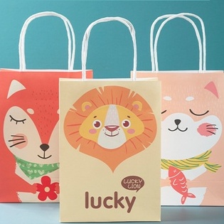 Túi Giấy Kraft Đựng Quà Cho Bé Có Quai Xách Hình Nhân Vật Hoạt Hình Siêu Dễ Thương Nhiều Kích Cỡ