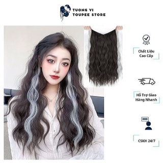 Tóc giả kẹp xù sóng v 4 phím line xám tơ cao cấp