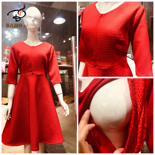 Váy cho con bú Bamo Art chất dạ