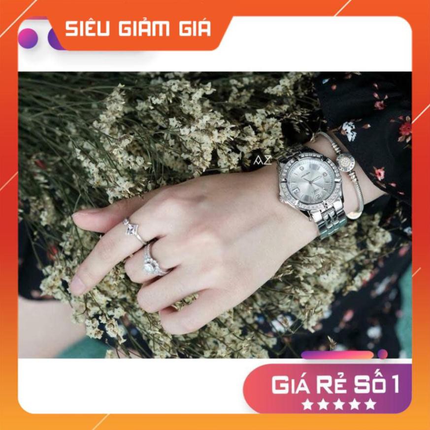 [New 2021] Đồng hồ nữ Guess G7511M màu trắng, viền đá Full Box ⚜️Hàng Authentic⚜️