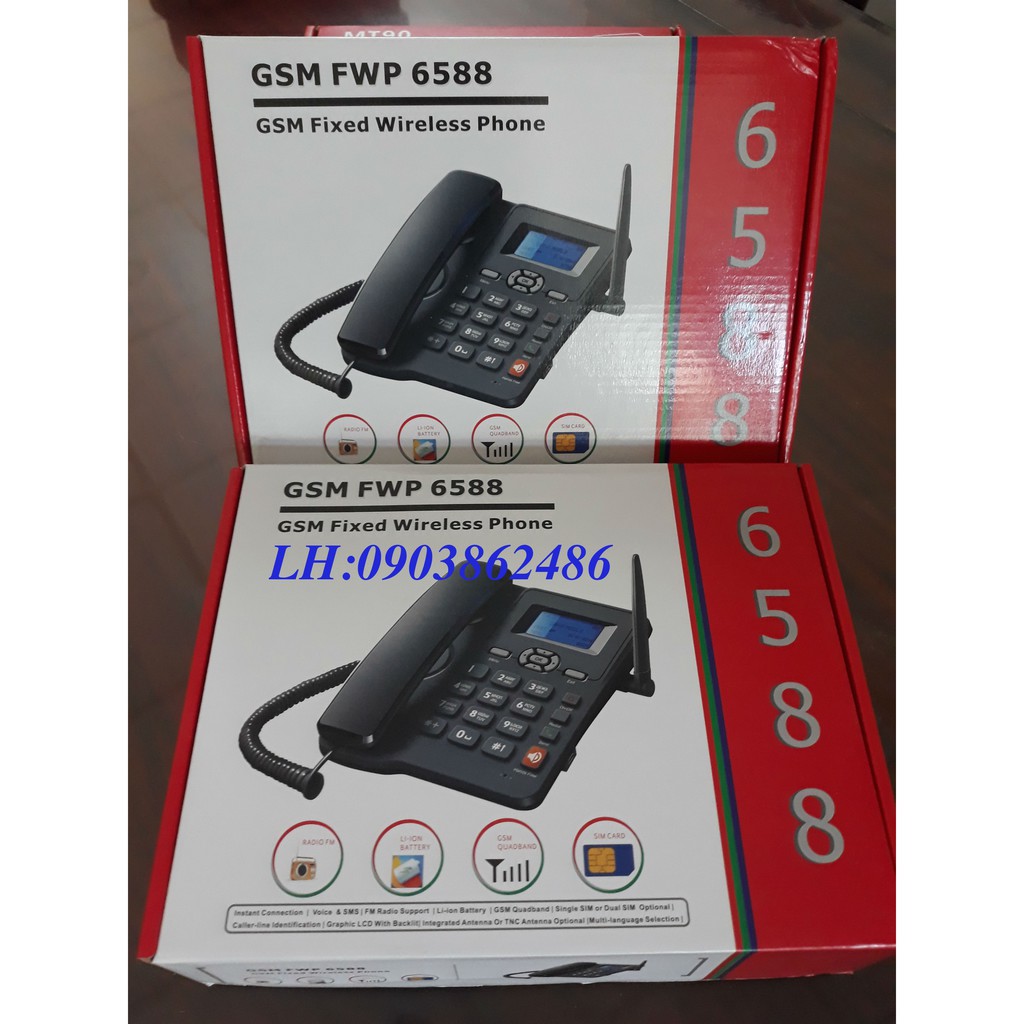 ĐIỆN THOẠI BÀN CỐ ĐỊNH 6588 1 KHE LẮP SIM DI ĐỘNG.