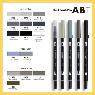 Bút 2 đầu Tombow ABT Dual Brush Pens - đen xám