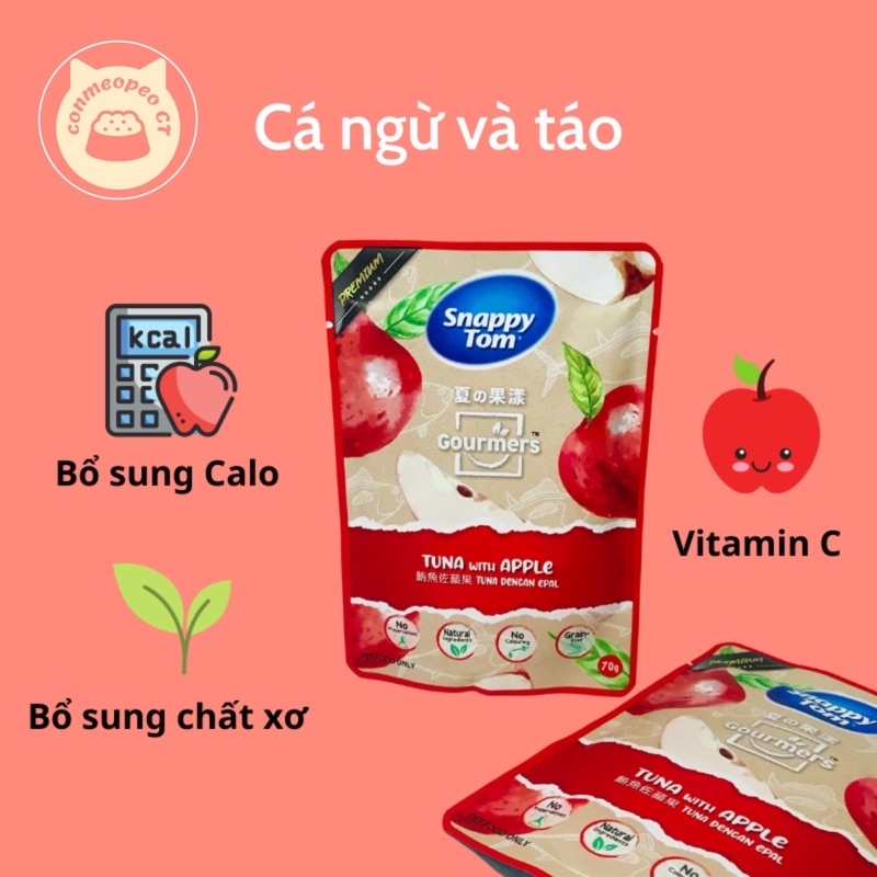 THỨC ĂN PATE DINH DƯỠNG SNAPPY TOM CHO MÈO VỊ CÁ NGỪ VÀ TÁO | 70G | THÁI LAN