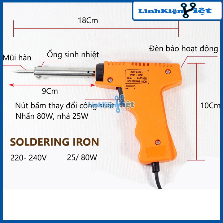 Mỏ Hàn Nhiệt Dạng Súng Soldering IRON Hai Chế Độ 25W-80W