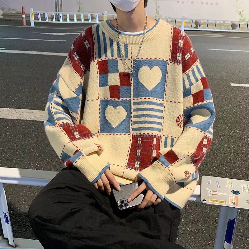 Áo Sweater Dệt Kim Tay Dài Dáng Rộng Thời Trang Thu Đông Hàng Mới Phong Cách Mỹ Dành Cho Nam