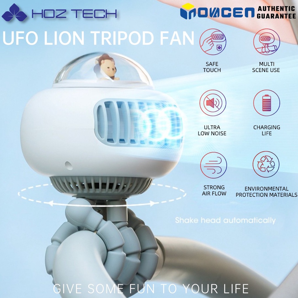 Inovagen Quạt Cầm Tay Thiết Kế Kiểu UFO Hình Sư Tử Với Giá Đỡ Điện Thoại Linh Hoạt Có Thể Sạc Lại Gắn Xe Đẩy Em Bé/Xe Đẩy/Máy Bay/Máy Bay/Xe Đẩy Du Lịch/Đi Bộ Đàm Thoại Di Động