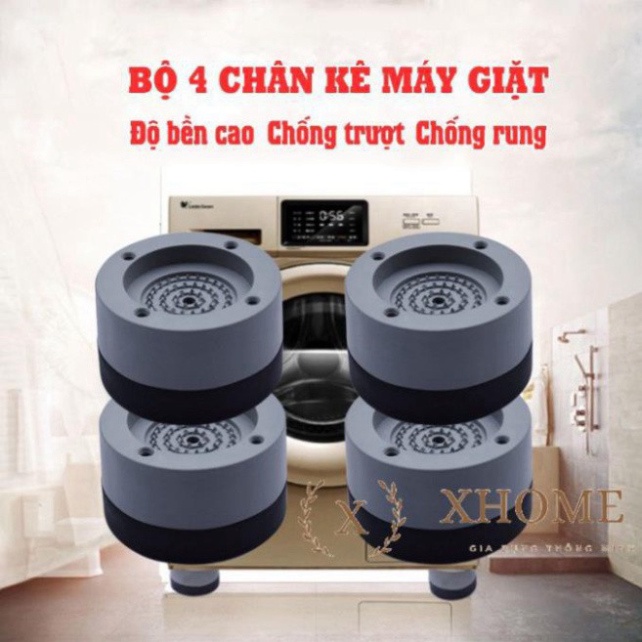 Hộp 4 Đế  Kê Máy Giặt Chất Liệu Cao Su Tự Nhiên Kết Hợp Nhựa PP Tăng Ma Sát Chống Rung | (TT65)