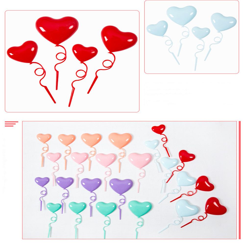 Set 4 Phụ Kiện Trang Trí Bánh Kem Độc Đáo|Bộ Bóng Bay Bằng Nhựa Hình Chữ Love Nhiều Màu Sắc