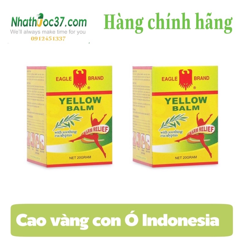 Cao vàng con Ó Yellow Balm - Dầu cù là xoa bóp giảm đau giảm mẩn ngứa, côn trùng đốt Indonesia 20g