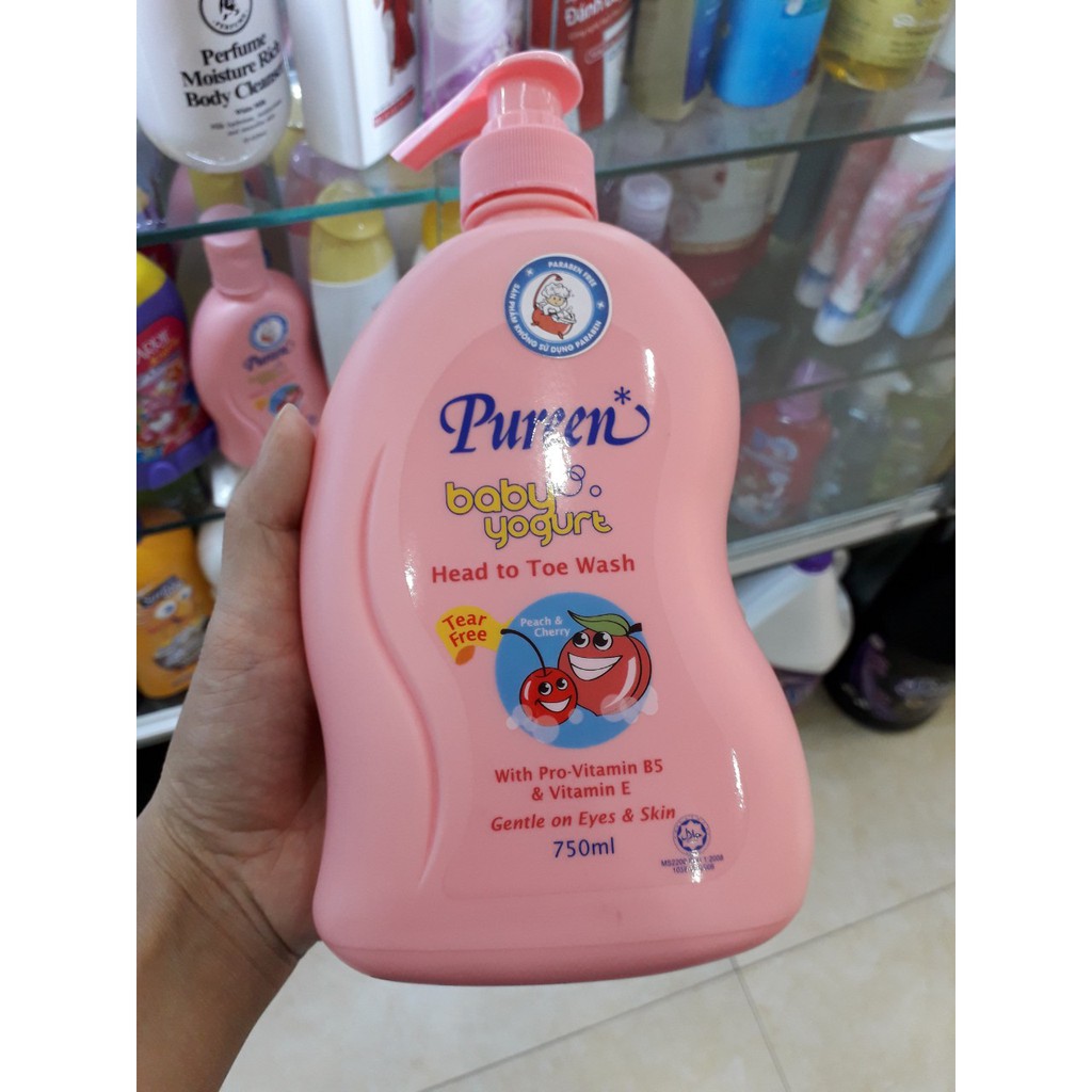 Tắm gội toàn thân cho trẻ sơ sinh Pureen 750 ml