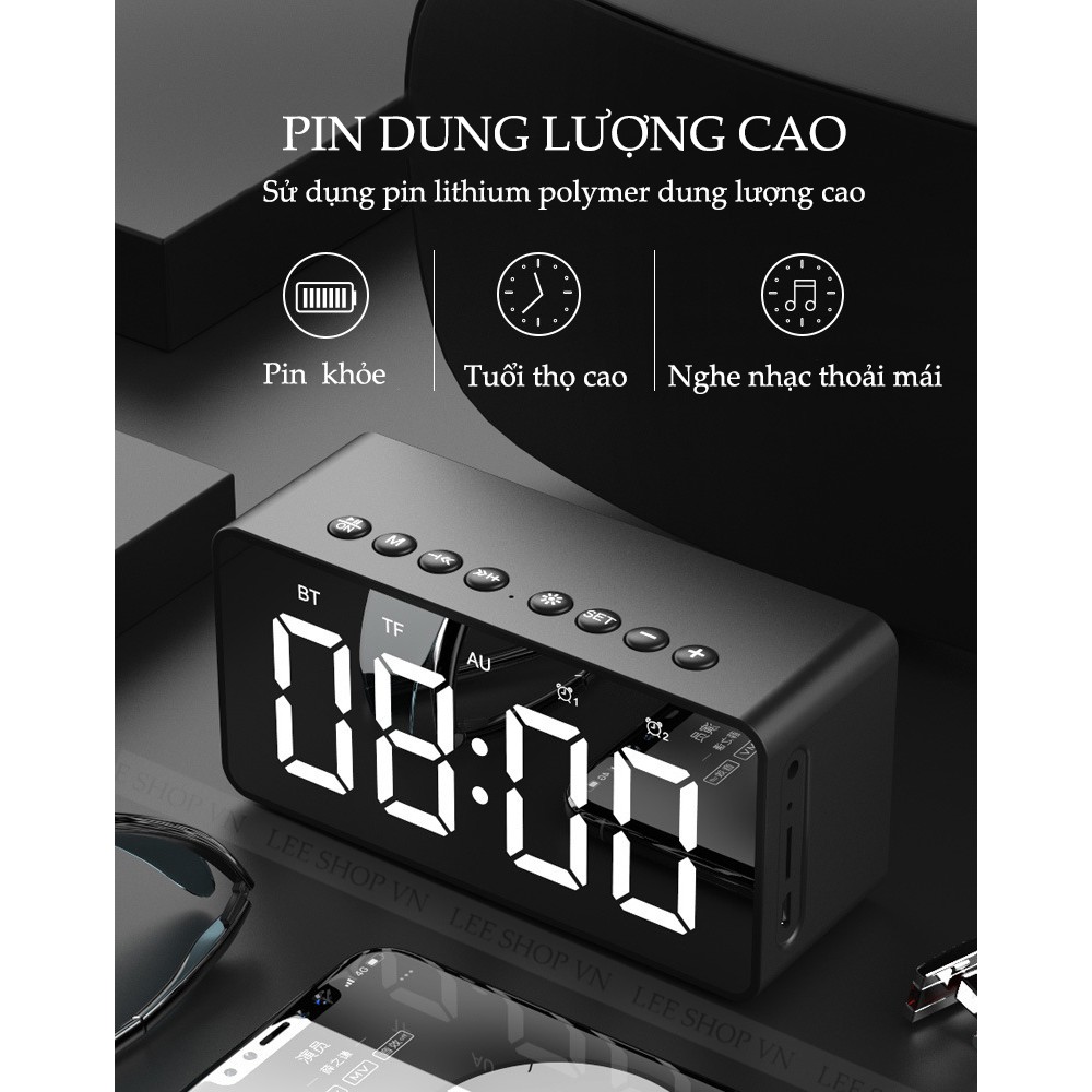 ✅[ Chính Hãng] Loa Bluetooth Kèm Đồng Hồ LED Kiêm Báo Thức BT506F Mặt Gương - Bass Cực Đỉnh - Có Quà Tặng Kèm - Lee Shop