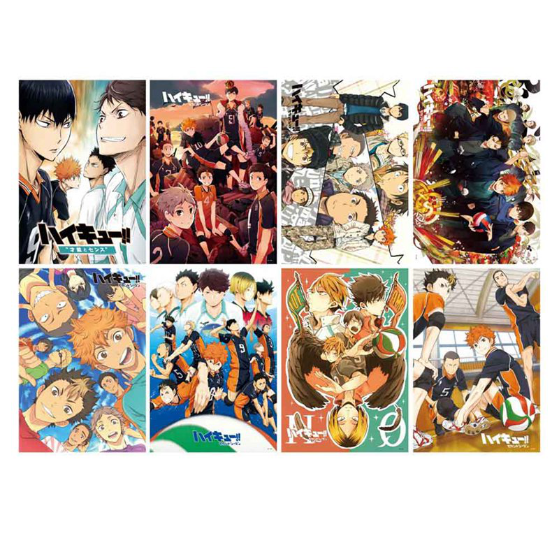 flowersqueen Set 8 Tấm Áp Phích Dán Tường Trang Trí Hình Anime Haikyuu
