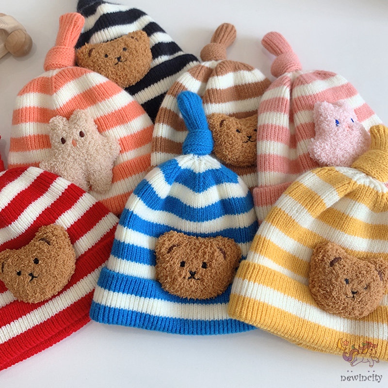 Mũ Len Giữ Ấm Thu Đông Hàn Quốc Dễ Thương Cho Bé