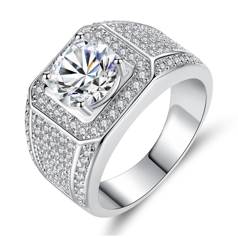 Nhẫn Inox Đính Đá Zircon Thời Trang Cho Nam