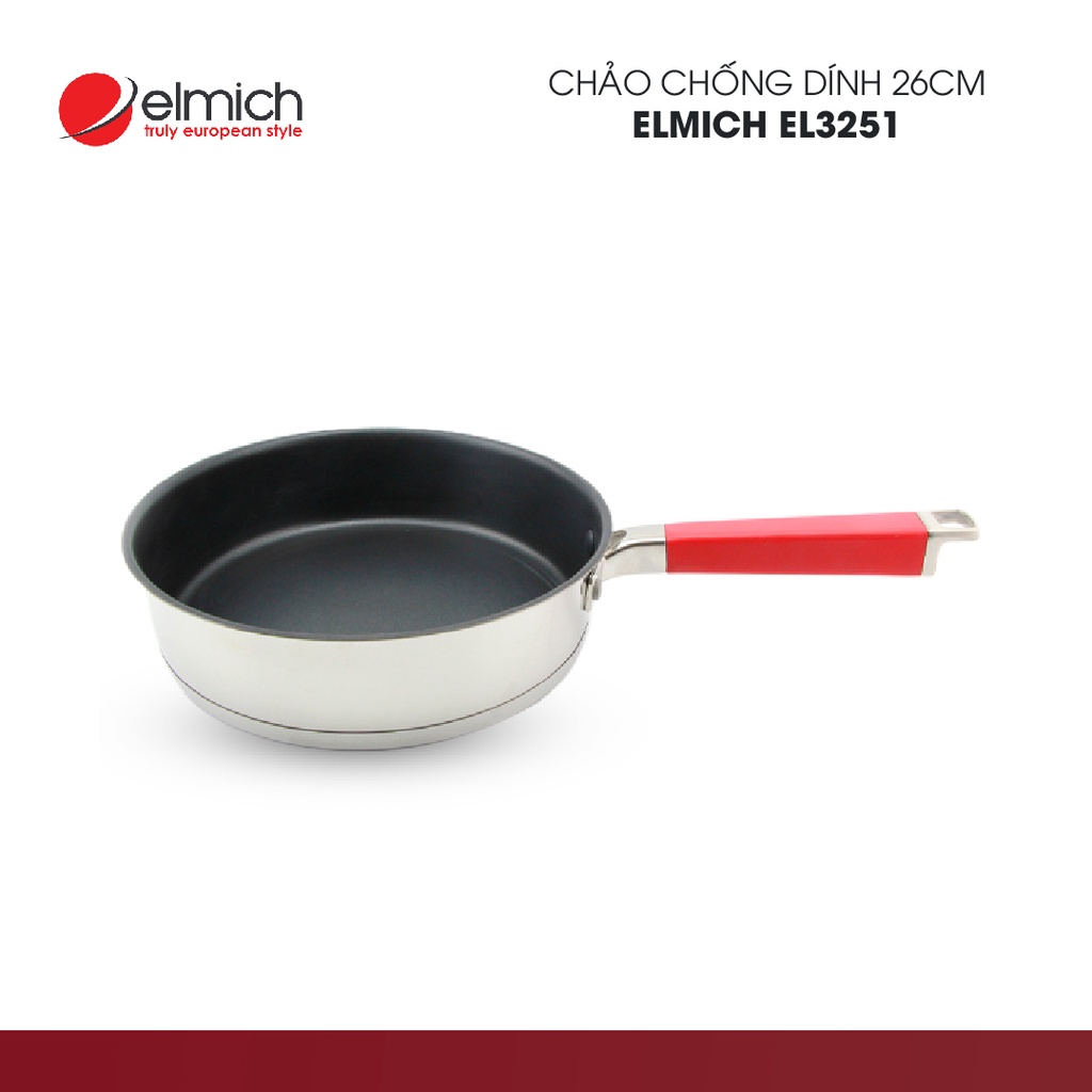 [Mã LT150 giảm 150k đơn 699k] Chảo chống dính inox 304 Elmich Red Velvet 26cm EL3251 | Hàng Chính Hãng | 2353251