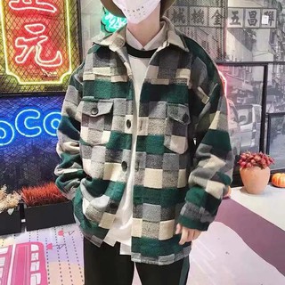 Áo sơ mi len nam phong cách hàn quốc áo len áo khoác phong cách nhật bản áo sơ mi kẻ sọc áo khoác len phong cách preppy áo sơ mi dày phong cách bf áo sơ mi nhiều túi áo khoác thường ngày phù hợp với