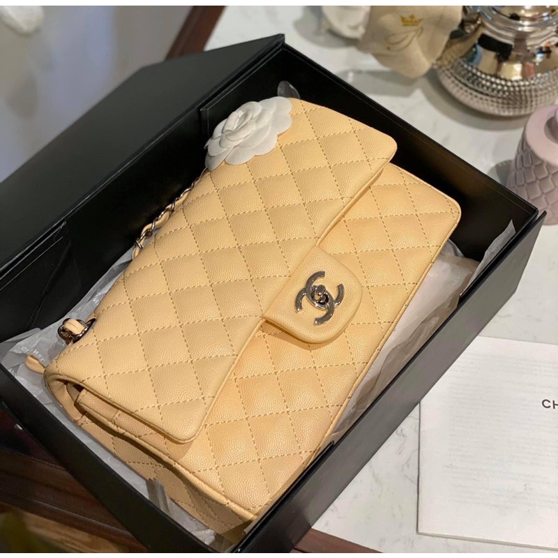 Túi xách nữ Chanel Classic trám Be Đen tag bạc sắt xịn fullbox