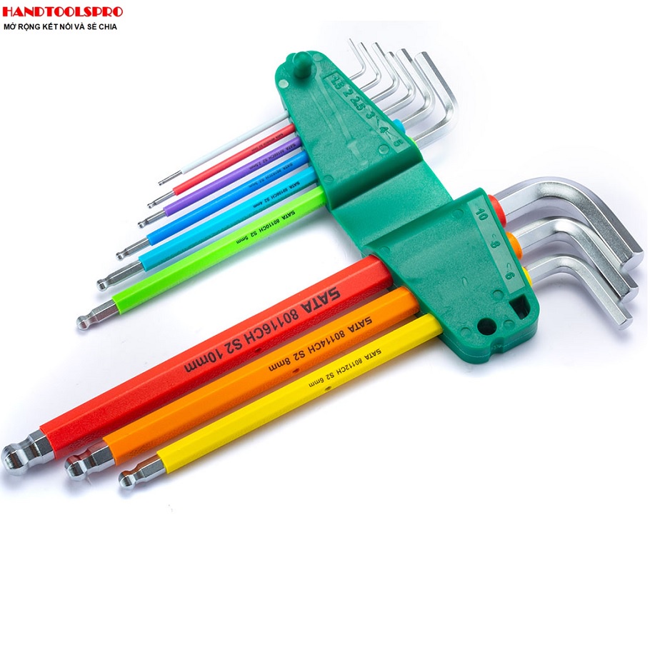 Bộ lục giác đầu bi 1.5-10mm 9 món nhiều màu sắc SATA 09101CH