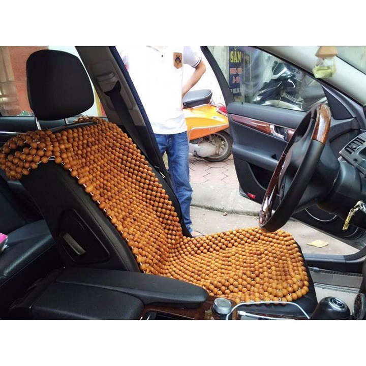 Tấm, miếng đệm lót hạt gỗ cho ghế ô tô, xe hơi bằng hạt gỗ Nhãn (hàng loại đẹp)