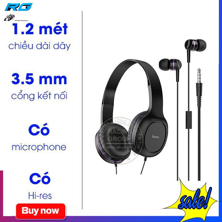 Tai Nghe Chụp Tai Có Dây Hoco W24 - Tặng Kèm Tai Nghe Nhét Tai - Bảo Hành Chính Hãng