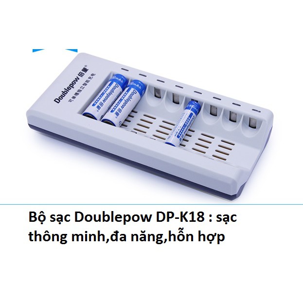 Combo Bộ sạc nhanh đa năng DP-K18 Tặng kèm 8 Pin đũa sạc AAA 900mAh