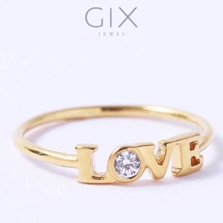 Nhẫn nữ mạ vàng chữ Love đính 1 viên đá Gix Jewel N97