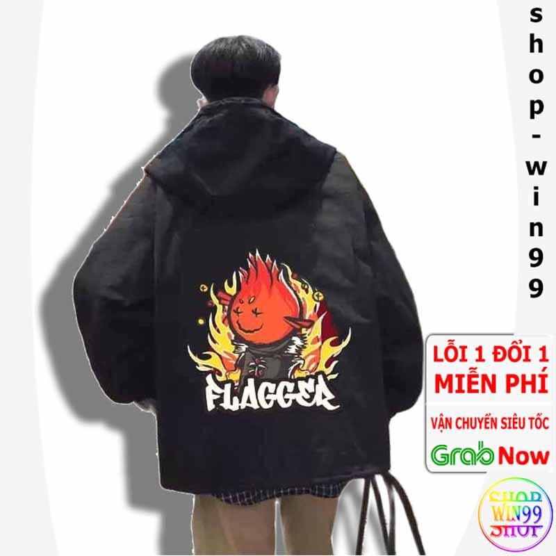 [ GIÁ GỐC ] Áo khoác nam nữ unisex khoát gió dù 2 lớp chống nắng chống nước Bomber in chữ FLAGGER siêu chất