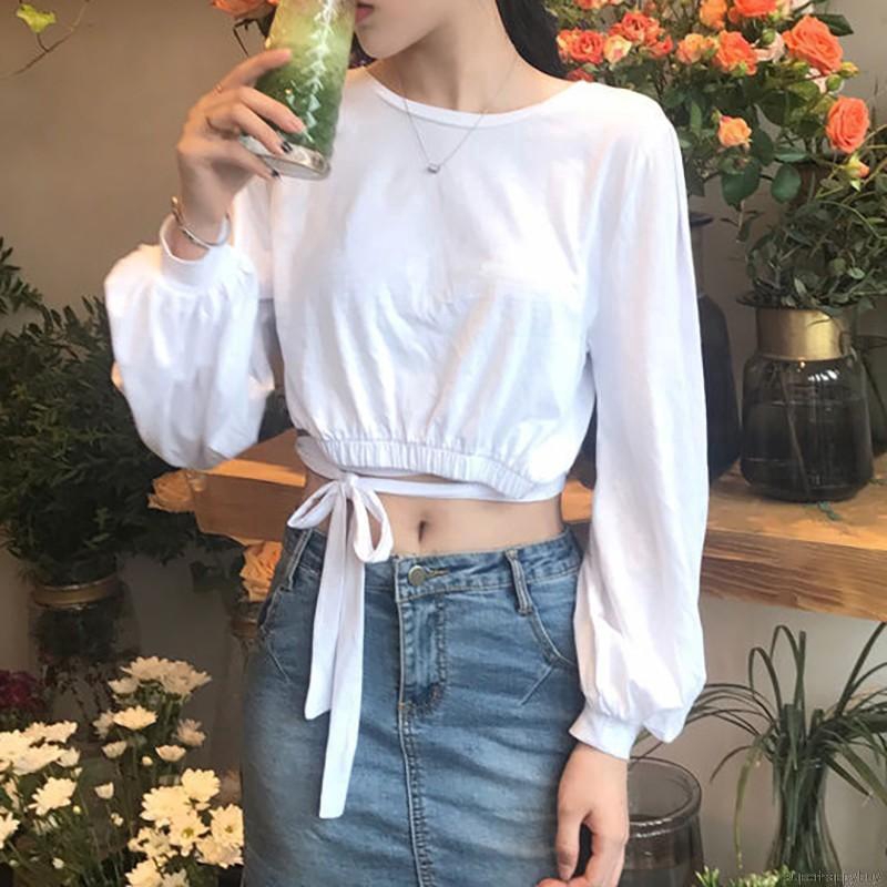 Áo tay dài màu trơn kiểu dáng đơn giản dành cho bạn nữ